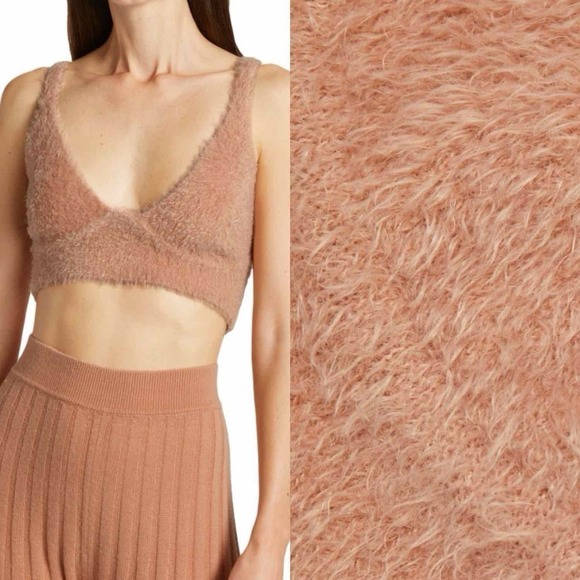 JONATHAN SIMKHAI Caroline Feathered Rib Bralette Size Small Chai - Picture 7 of 8